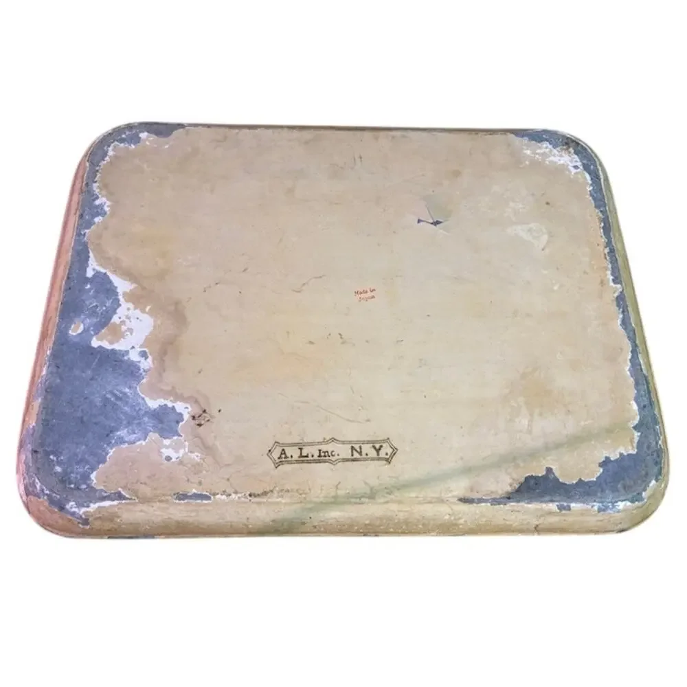 Vintage Japanese Paper Mache Tray 10x14 Floral Gold Orange A.L. Inc NY Decor